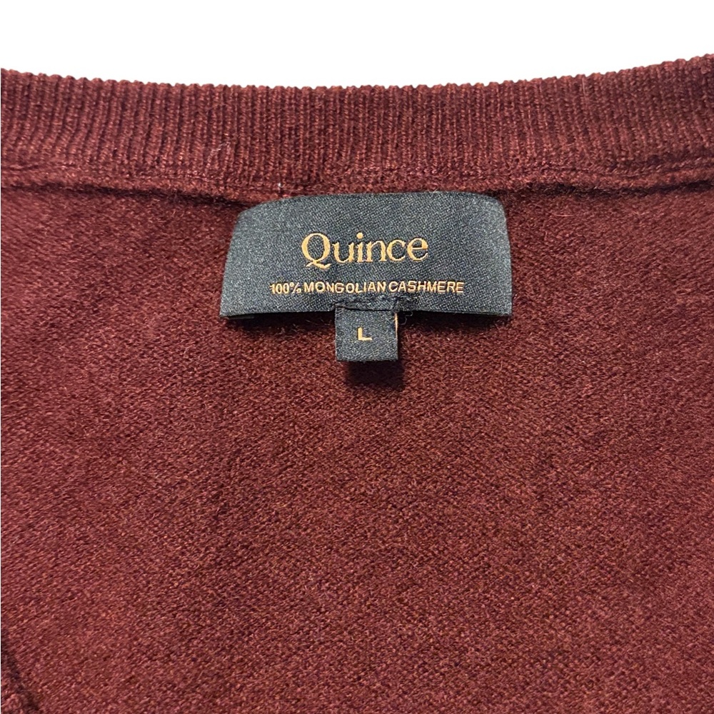 Quince Mongolian Cashmere V-Neck Sweater L Rich Burgundy Fall Cozy Thanksgiving - Picture 8 of 10